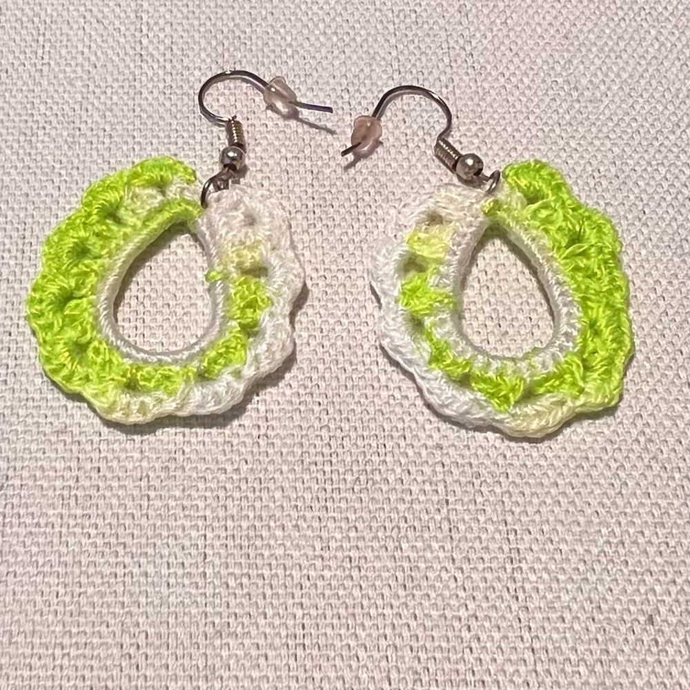 Embroidered Lime Green Earrings